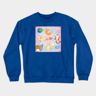 Happy animals in the space Crewneck Sweatshirt